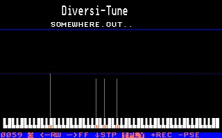 DiversiTune -- a MIDI song playing, the on-screen piano keys lit