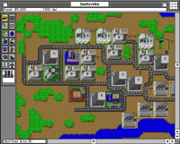 SimCity on the Macintosh -- the city map, zoning grid, and toolbar
